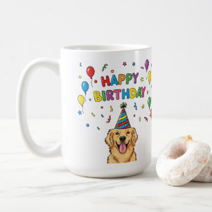 Mug Doodle Golden Retriever Doodle Joyeux anniversaire