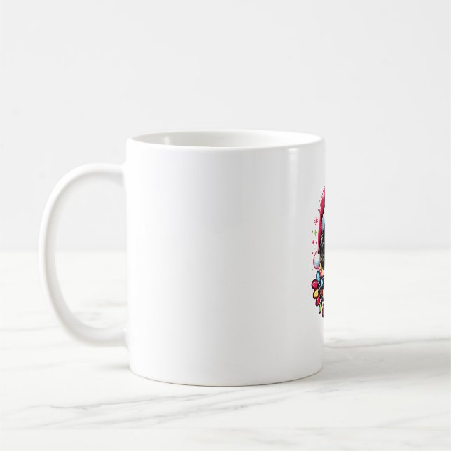 Mug Doodle noir Labradoodle Noël Arbre de Noël Lumière (Gauche)