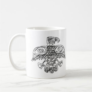 Mug doodle stylisé d'oiseau amérindien