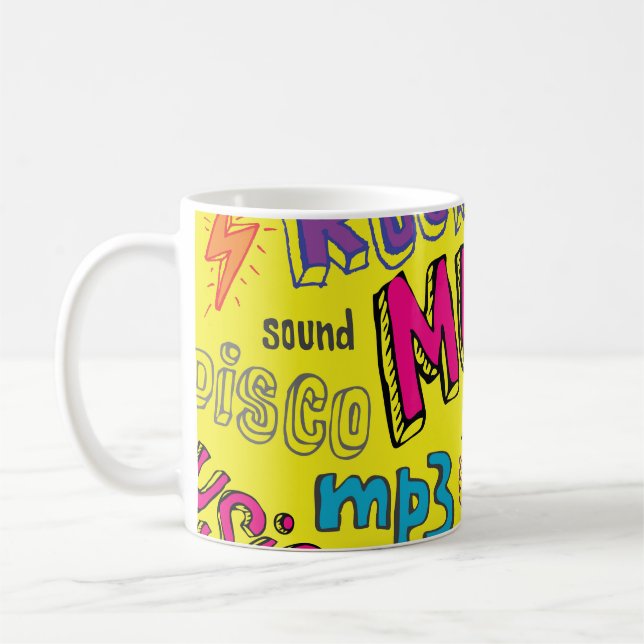 Mug Doodles de musique Sketchy Arrière - plan sans cou (Gauche)