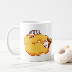 Mug Dormir la fille avec chat confortable