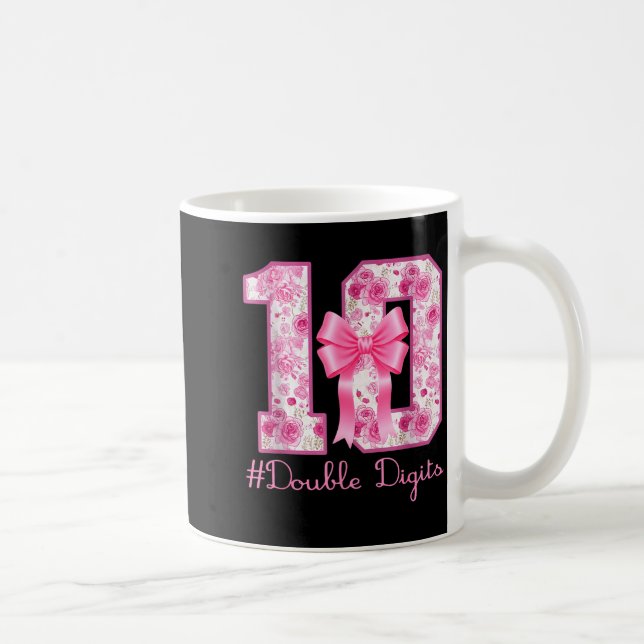 Mug Double Digits 10th Birthday Girl Nk Coquette Bow 1 (Droite)