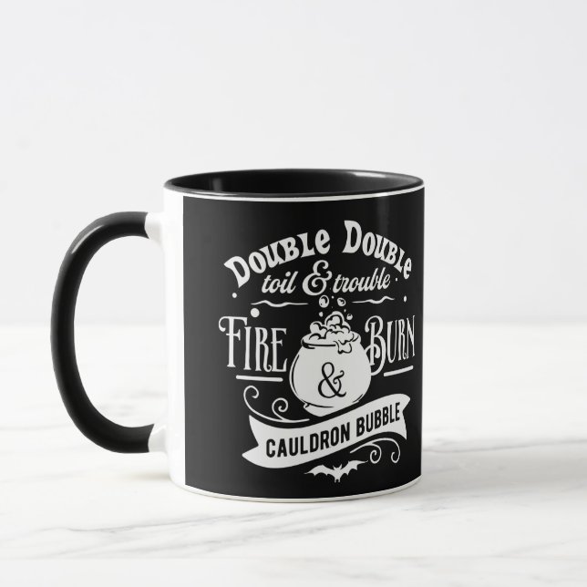 Mug Double double huile et trouble Cauldron Halloween (Gauche)