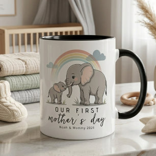 Mug Douce Maman Éléphant Bébé Premier Jour des Mères C