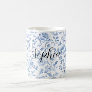 Mug Douce Robe Blanche Fleurie Bleue pour une Baby Sho