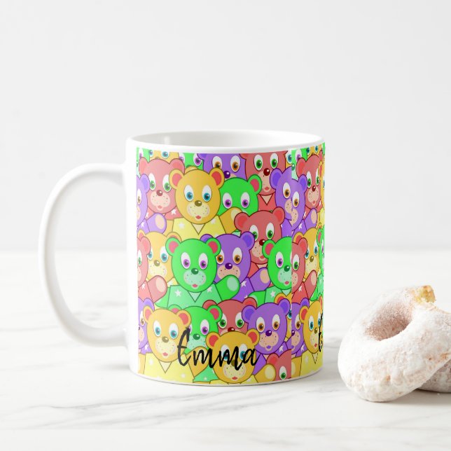Mug d'ours en peluche coloré (Avec donut)