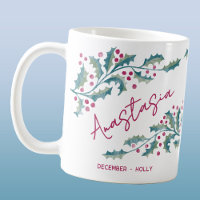 Douze Naissance Fleur Nom personnalisé Houx