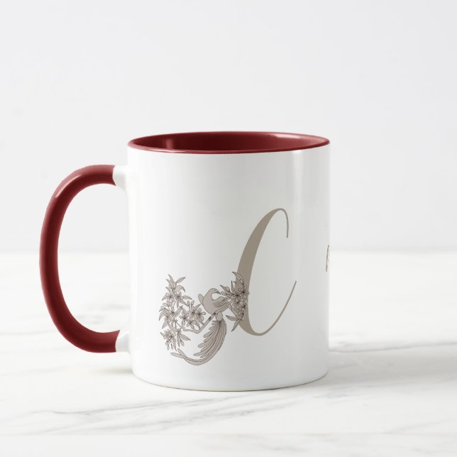 Mug Dove Elegant Monogramme Initial C Votre Nom (Gauche)