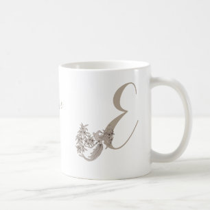Mug Dove Elegant Monogramme Initiale E Personnalisé