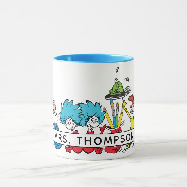 Mug Dr. Seuss Caractères et nom de l'enseignant (Centre)