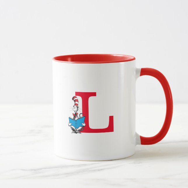 Mug Dr. Seuss Chat Chapeauté - Monogramme de Lecture L (Droite)