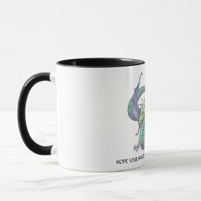 Mug Dragon à respiration de feu vert avec mâchoires (Gauche)
