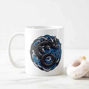 Mug Dragon au Crochet Emmêlé Dans du Fil Bleu Cadeau