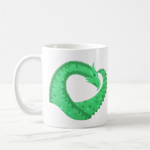 Mug Dragon de coeur vert sur blanc