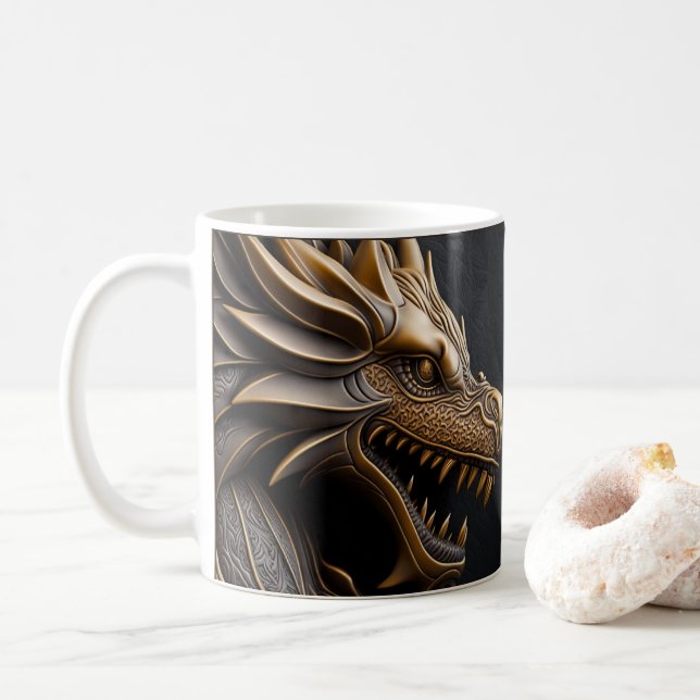 Mug Dragon imprimé en cuir 3D (Avec donut)