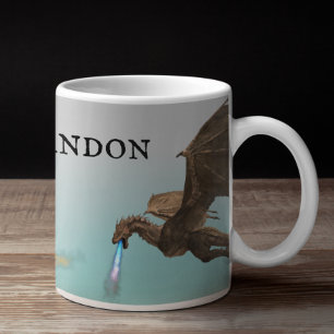 Mug Dragon Wyvern Personnalisé Soufflant du Feu