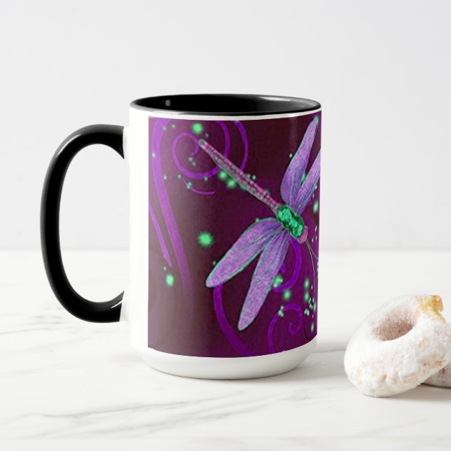 Mug Dragonflies Purple Dreams Combo 15oz (Avec donut)