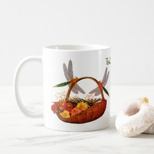 Mug Dragonflies Sur Panier Fleur Personnalisé