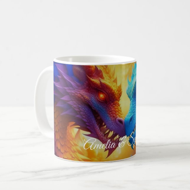 Mug Dragons colorés en amour (Devant gauche)