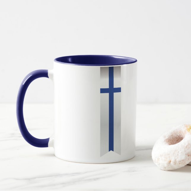 Mug Drapeau abstrait de la Finlande, couleurs (Avec donut)