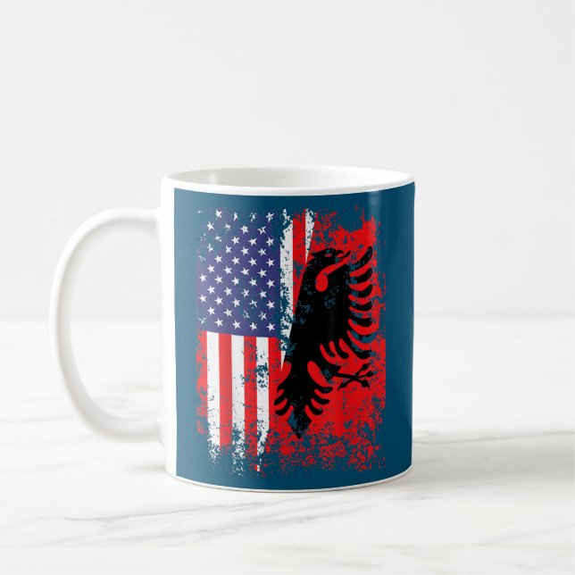 Mug Drapeau albanais américain Patriotique USA Albanie (Gauche)