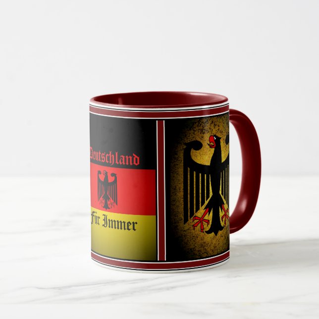 Mug Drapeau allemand, aigle noir, fourrure allemande (Devant droit)