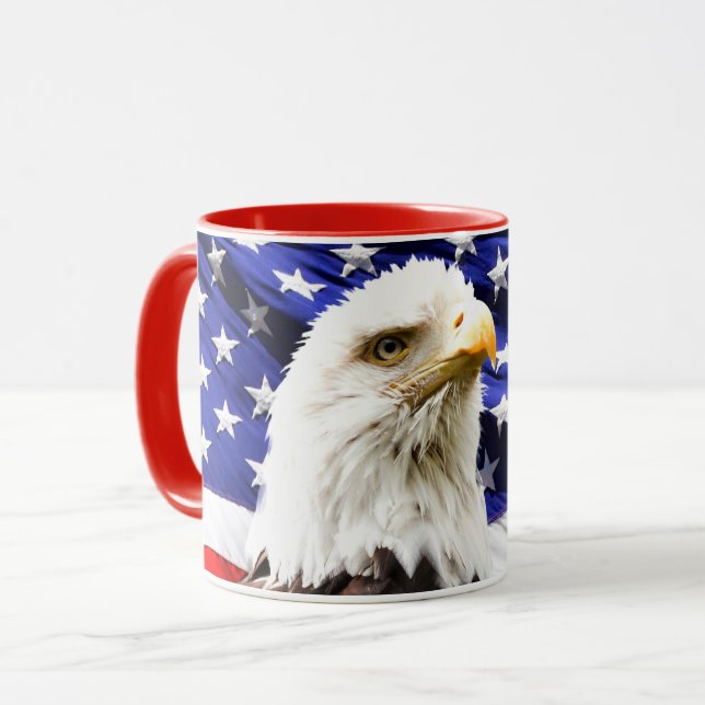 Mug Drapeau américain avec aigle chauve (Devant gauche)