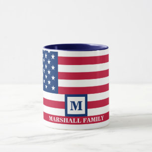 Mug Drapeau américain Customisé Monogramme 4 juillet