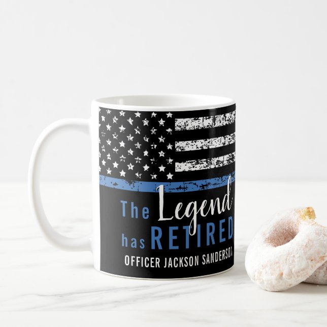 Mug Drapeau américain de la Ligne Bleue Mince (Avec donut)