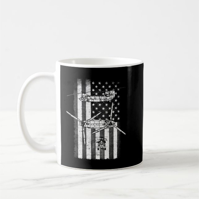 Mug Drapeau américain de l'hélicoptère Chinook CH-47 p (Gauche)