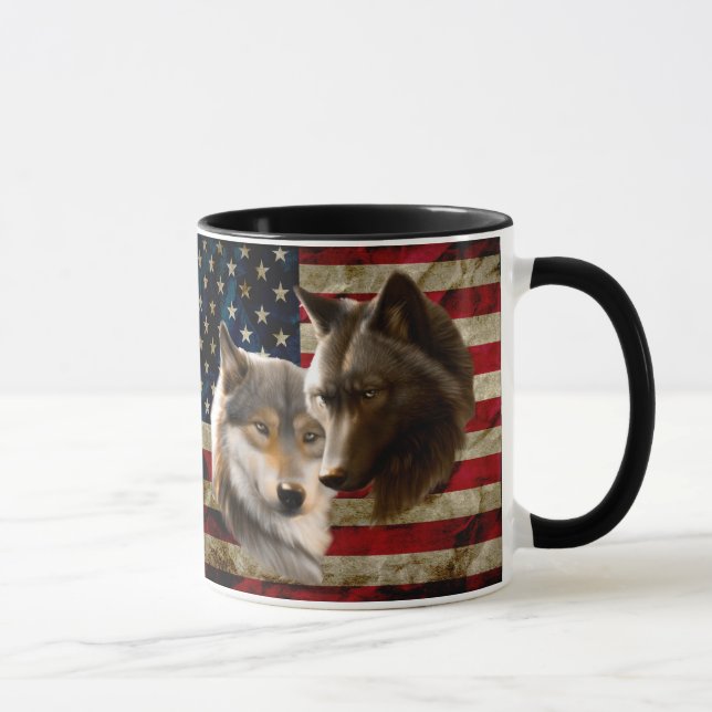 Mug Drapeau américain des loups (Droite)