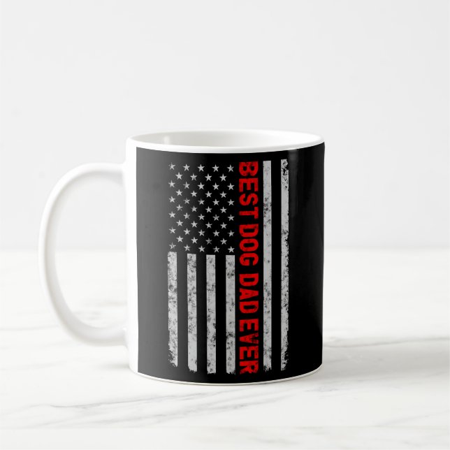 Mug Drapeau américain du meilleur chien père jamais Fê (Gauche)