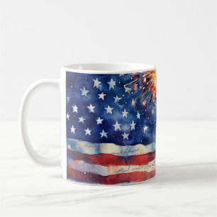 Mug Drapeau américain. Feux d'artifice.