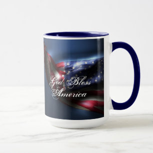 Mug Drapeau américain glacé / Dieu bénit l'Amérique