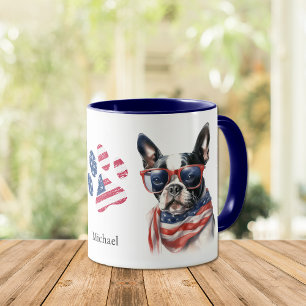 Mug Drapeau américain patriotique Boston Terrier Chien