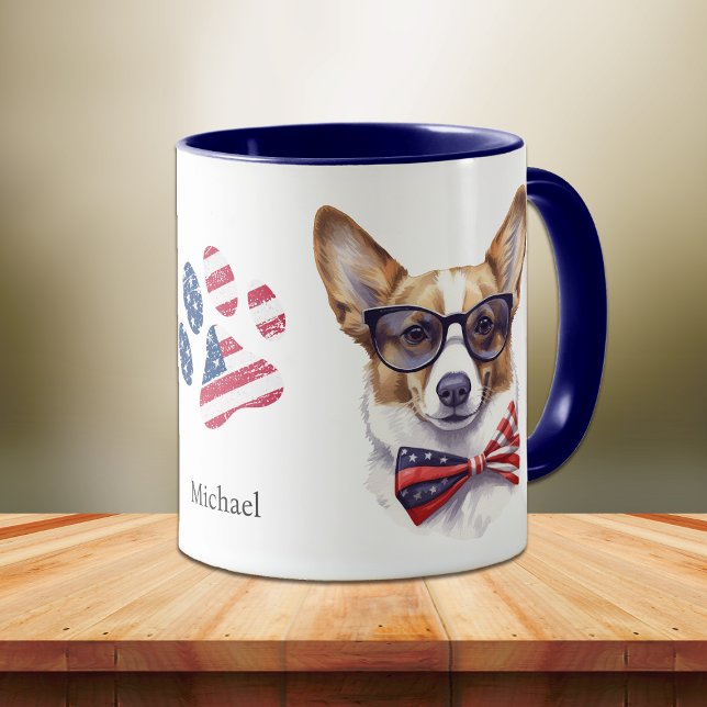 Mug Drapeau américain patriotique Corgi Chien (Créateur téléchargé)