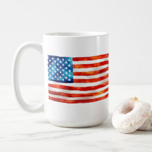 Mug Drapeau américain Peinture à l'aquarelle Artistiqu