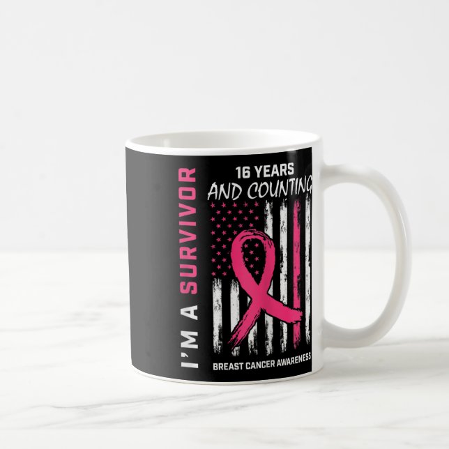 Mug Drapeau américain - Sensibilisation rose 16 ans (Droite)