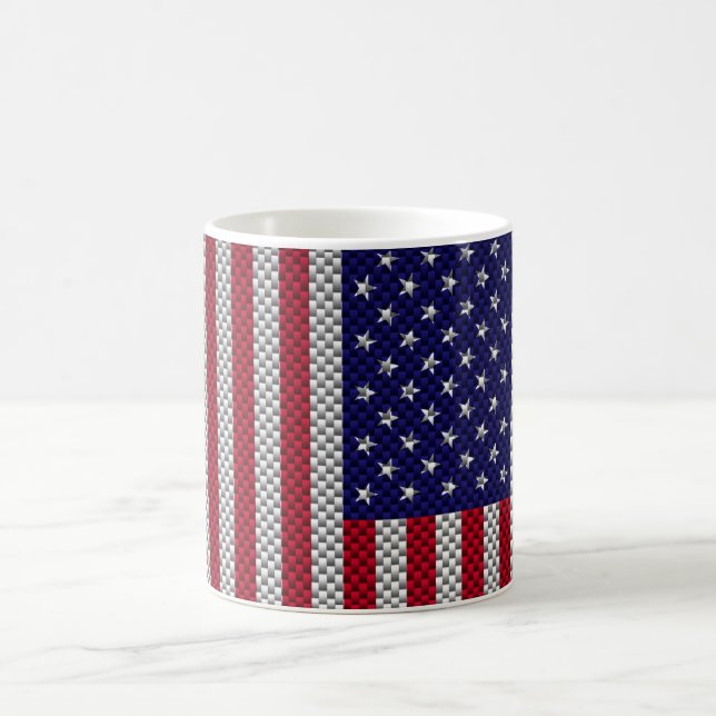Mug Drapeau américain sur l'impression en fibre de car (Centre)