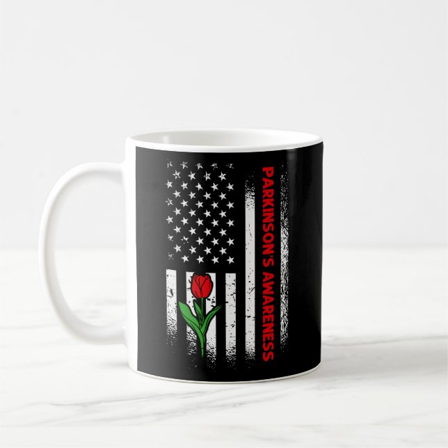 Mug Drapeau Américain Tulip Rouge Parkinson Sensibilis (Gauche)