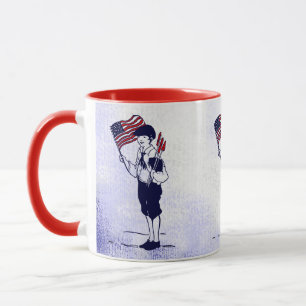 Mug Drapeau américain vintage et feu d'artifice garçon