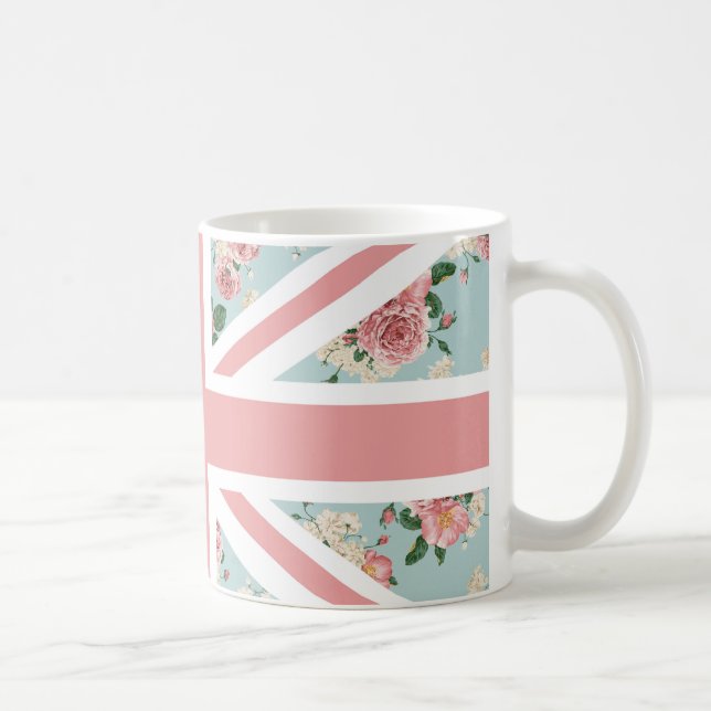 Mug Drapeau anglais d'Union Jack de roses (Droite)