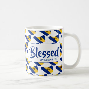 Mug Drapeau BARBADOS   Écriture chrétienne   BLESSEE