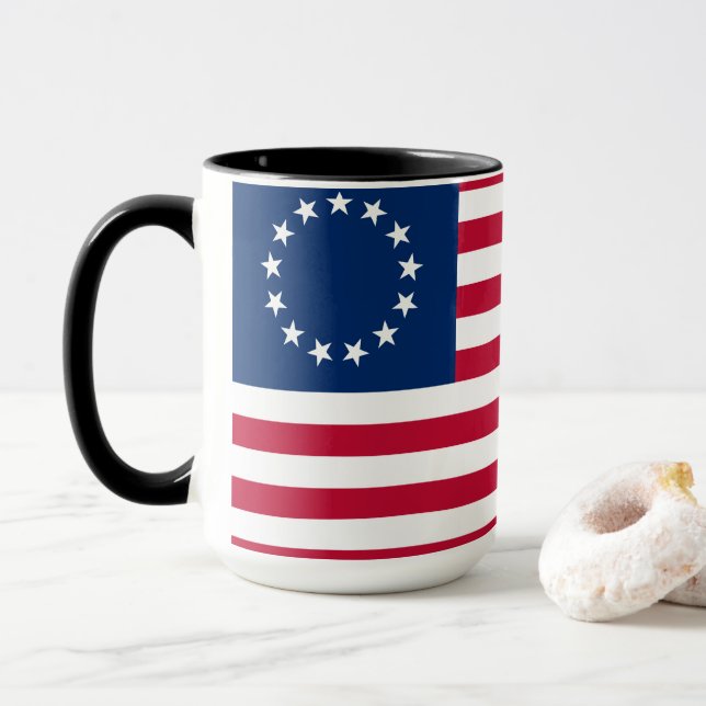 Mug Drapeau Betsy Ross Old Glory américain (Avec donut)