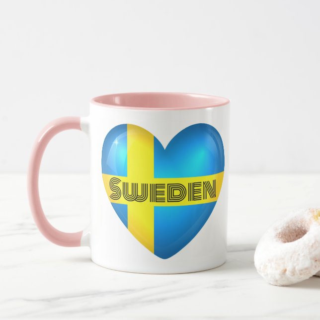 Mug Drapeau cardiaque Suède (Avec donut)