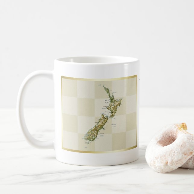 Mug Drapeau + Carte de Nouvelle-Zélande (Avec donut)