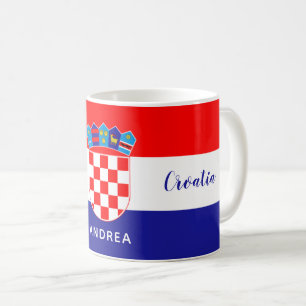 Mug Drapeau Croate Avec Chèques Blanc Rouge Nom Texte