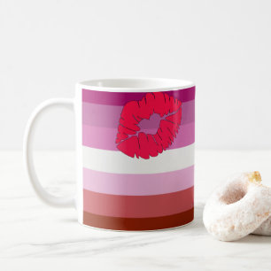 Mug Drapeau de fierté lesbienne au rouge à lèvres Slip