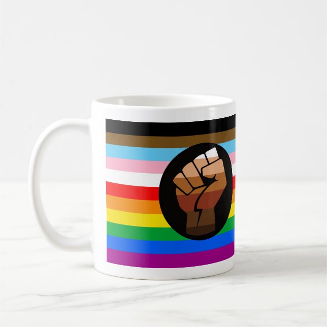 Mug Drapeau de fierté POC de progrès LGBTQ+ (Gauche)