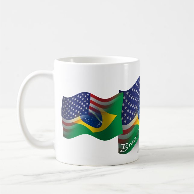 Mug Drapeau de ondulation Brésilien-Américain (Gauche)